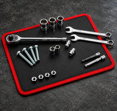 GripMag leather magnetic mat in use in the workshop