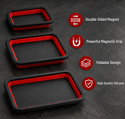 GripMag silicone parts trays in small, medium and large