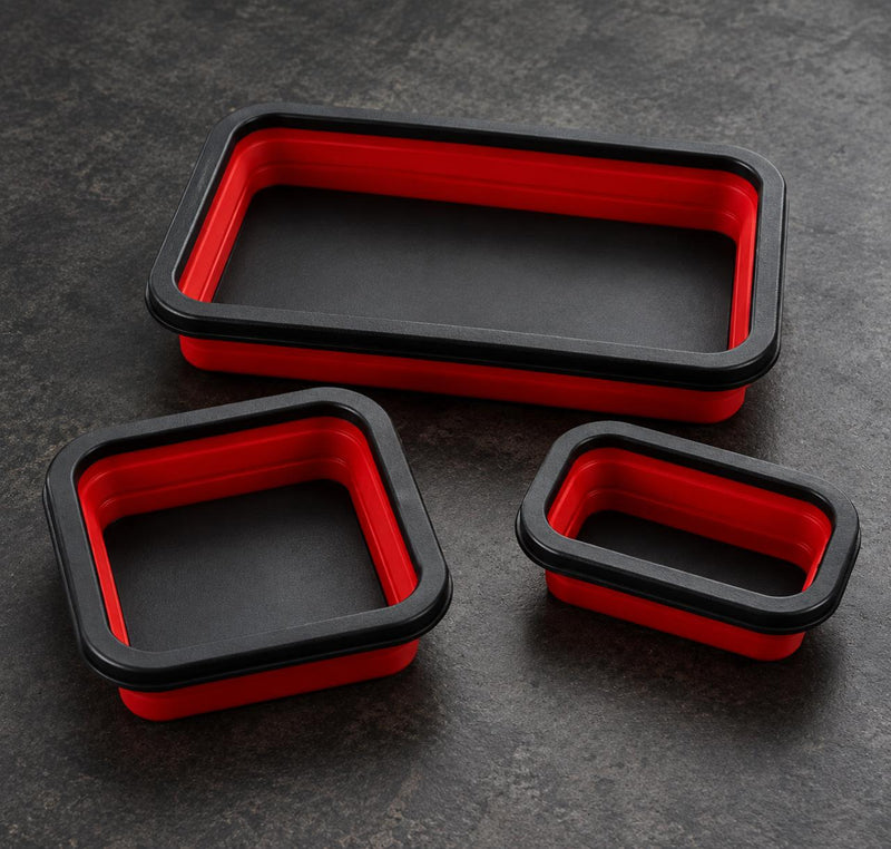 GripMag 3-piece foldable silicone parts tray set