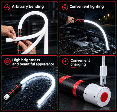 GripMag flexible LED work light bent into shape